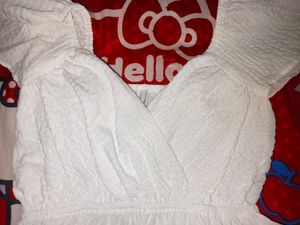 White Wrap Neck Peplum Top
