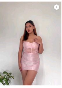 Blush Pink Ruched Mini Dress