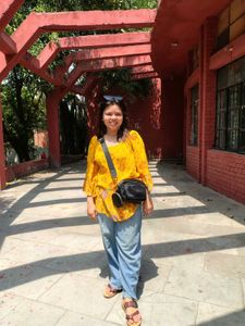 Yellow Floral Peplum Top