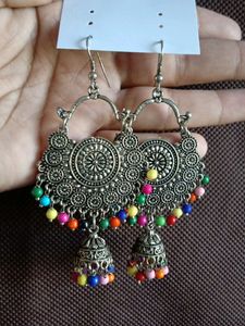 Silver Oxidised 2 Set Earrings