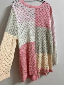 Pastel Colorblock Knitted Cardigan