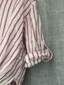 Striped Tie-Front Button-Up Shirt