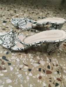 Block Heels Snake Print