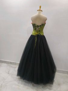 Elegant Green &amp; Black Gown