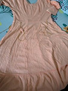 Peach Embroidered Anarkali Kurti