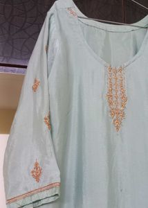 Elegant Mint Embroidered Kurti