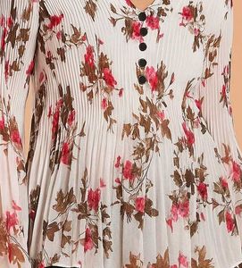 Floral Pleated Bell Sleeve Top