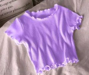 Cute Purple Ribbed Crop Top
