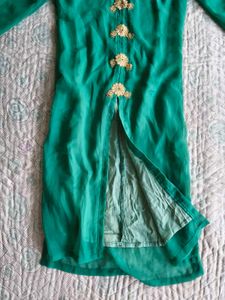 Emerald Green &amp; Gold Embellished Kurti