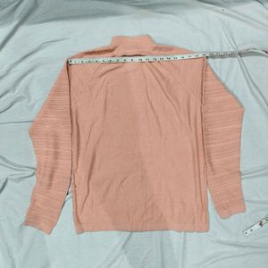 Peach Half-Zip Pullover Sweater
