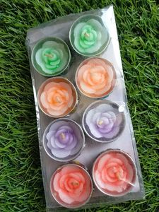 Rose-Shaped Tea Light Candles Set Of 8