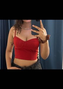 Red Bustier Crop Top