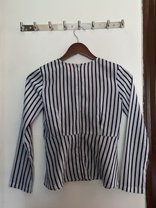 Striped Wrap Blouse
