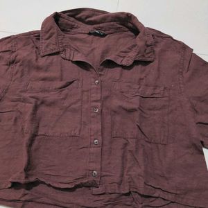 Zudio Brown Cropped Casual Shirt - Large