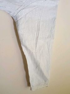 Pretty White Kurta With Lace, Sequin &amp; Thread Work