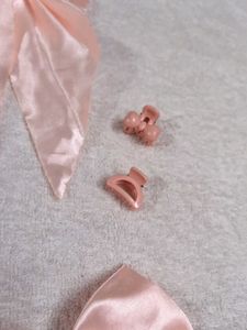 Pink Bow Hair Clip Set
