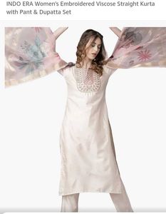 Off White Viscose New Kurta Set With Tag