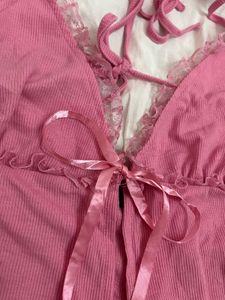 pink lace trimmed top