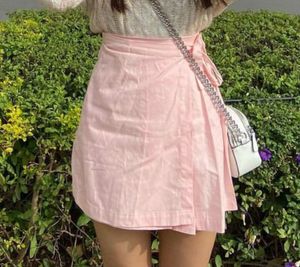 Agassi &amp; Sanai Korean Pink Pleated Wrap Mini Skirt