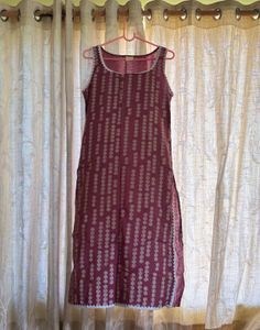 Mauve & White Sleeveless Kurta