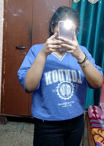 Blue Trendy Crop Top