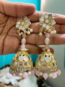 White And Pink Earrings