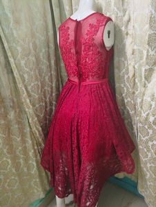 Red Lace Hi-Lo Party Dress