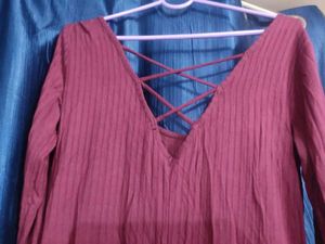 Burgundy Criss-Cross Back Top