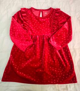 Red Velvet Polka Dot Dress