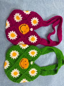 Crochet Daisy Smiley Bag