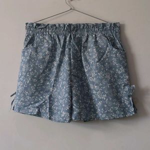 Floral Print Blue Shorts