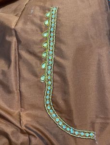 Brown Maggam Work Blouse Unstitched