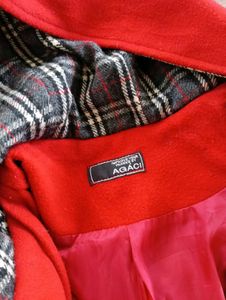 Red Wool Blend Duffle Coat
