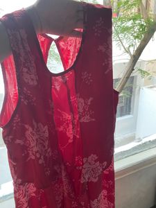 Dressberry Red Floral Slit Dress