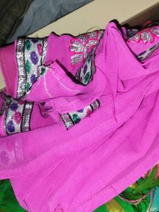Pink Embellished Saree