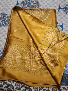 Elegant Mustard Bandhani Saree