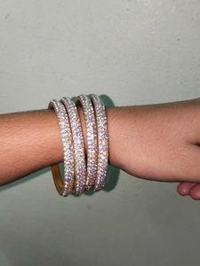 Sparkling Rhinestone Bangles - Set of 4