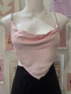 Rhinestone Strapped Pink Backless Top