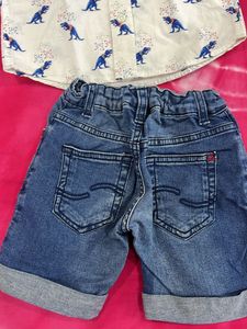 Boys Dinosaur Shirt &amp; Mickey Shorts Set