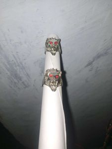 Pair of Lion Head Rings,  Stainless Steel