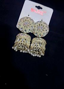 White Jhumka Earrings