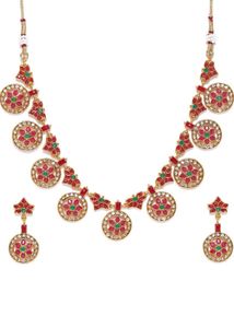 Red And Green Gold Plated Choker