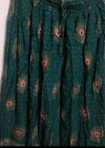 Dark Green Skirt Peacock 🦚pankh Print 30 Waist