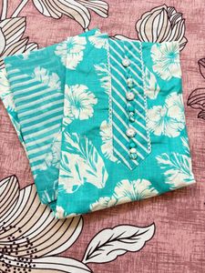 Aqua Floral Kurti Set