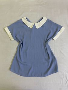 Korean Cute Blue Peter Pan Collar Top Bust 32-34