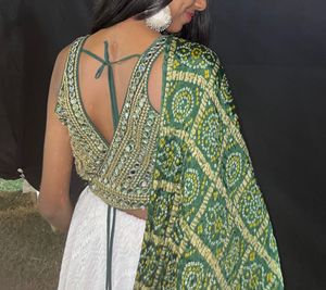 Green Mirror work Blouse