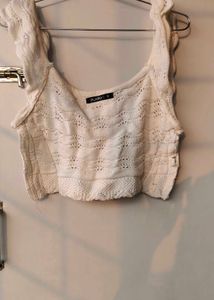 White Knit Crop Top