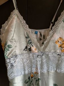 Floral Satin Lace Nightdress – Soft Mint Green