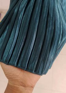 Teal Pleated Long Skirt
