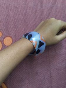 red♥️ Blue 💙 Grey Colour Bangle With Barclet